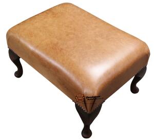 Footstool Plain Seat Old English Saddle Real Leather