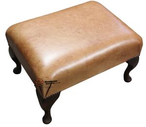 Footstool Plain Seat Old English Saddle Real Leather