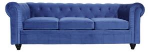 Elizabeth 3 Seater Chesterfield Blue Velvet Fabric Sofa