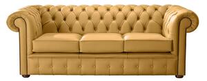 Chesterfield 3 Seater Shelly Parchment Leather Sofa Bespoke In Classic Style