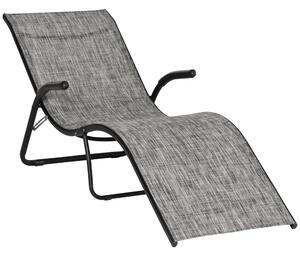 Outsunny Folding Chaise Lounge Chair, Reclining Garden Sun Lounger for Beach, Poolside and Patio, Grey