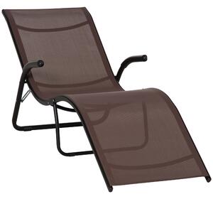 Outsunny Folding Chaise Lounge Chair, Reclining Garden Sun Lounger for Beach, Poolside and Patio, Dark Brown