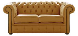 Chesterfield 2 Seater Shelly Parchment Leather Sofa Settee Bespoke In Classic Style