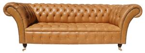 Chesterfield 3 Seater Old English Buckskin Leather Buttoned Seat Sofa In Balmoral Style