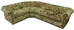 Chesterfield 3 Seater + Corner + 2 Seater Lustro Gilded Velvet Fabric Crystal Corner Sofa In Classic Style