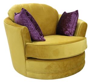 Cuddler Snuggle Malta Gold Real Velvet Swivel Armchair