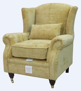 Wing Chair Fireside Velluto Gold Real Fabric High Back Armchair