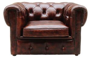 Picadilly Original Chesterfield Club Chair Vintage Distressed Brown Real Leather