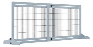 PawHut Adjustable Wooden Pet Gate, Freestanding Dog Barrier Fence with 3 Panels for Doorway, Hallway, 69H x 104-183H cm, Blue
