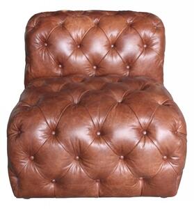 Armless Handmade Chesterfield Armchair Vintage Distressed Brown Real Leather