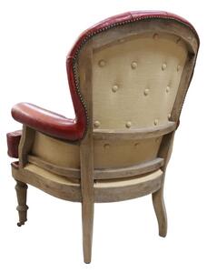 Vintage Decons­tructed Estate Armchair Distressed Rouge Red Real Leather