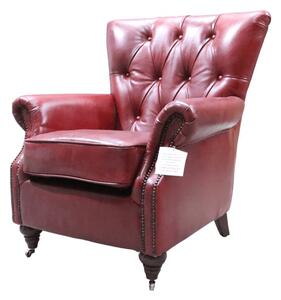 Chesterfield Handmade Chatsworth Armchair Vintage Rouge Red Distressed Real Leather
