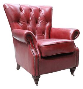 Chesterfield Handmade Chatsworth Armchair Vintage Rouge Red Distressed Real Leather