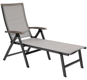 Outsunny Outdoor Folding Sun Lounger, 5-Position Adjustable Chaise Lounge Chair with Aluminium Frame for Patio, Pool and Garden, Brown