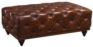 Chesterfield Handmade Vintage Buttoned Footstool Brown Real Leather