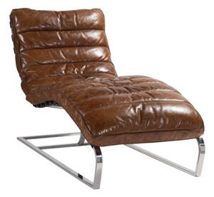 Bilbao Chaise Lounge Daybed Vintage Distressed Brown Real Leather