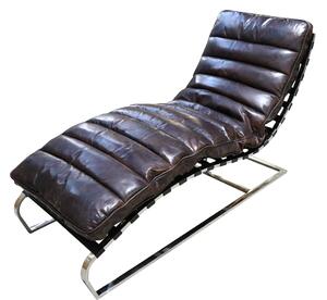 Bilbao Chaise Lounge Daybed Vintage Distressed Tobacco Brown Real Leather