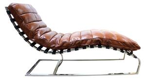 Bilbao Chaise Lounge Daybed Vintage Distressed Tan Real Leather