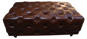 Chesterfield Handmade Vintage Buttoned Footstool Distressed Brown Real Leather