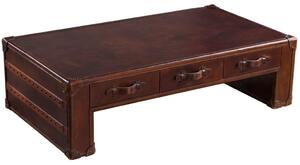 Eulalia Custom Made Coffee Table Vintage Disressed Brown Real Leather