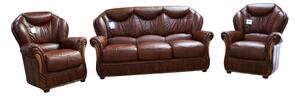 Turin Handmade 3 Seater + Armchair + Armchair Sofa Suite Italian Tabak Brown Real Leather