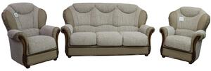 Lecce Handmade 3+1+1 Sofa Suite Genuine Coffee Milk Real Leather And Oatmeal Fabric