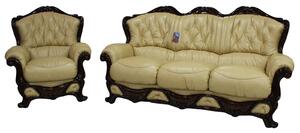 Dante Custom Made 3 Seater + Armchair Sofa Suite Italian Nut Real Leather