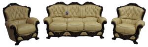 Dante Handmade 3 Seater + Armchair + Armchair Sofa Suite Italian Nut Real Leather