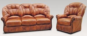 Debora Handmade 3 Seater + Armchair Sofa Suite Genuine Italian Tan Real Leather
