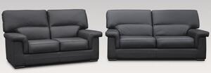 Orleans Custom Made 3 + 2 Settee Sofa Suite Italian Black Real Leather