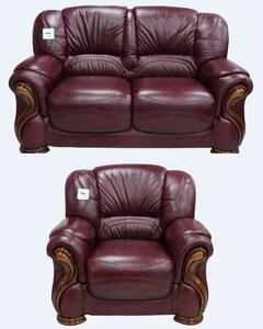 Susanna Handmade 2+1 Sofa Suite Italian Burgandy Real Leather