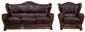 Regina Original 3+1 Sofa Settee Suite Genuine Italian Burgandy Real Leather