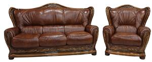 Regina Original 3+1 Sofa Settee Suite Genuine Italian Tabak Brown Real Leather