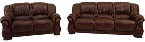 Susanna Handmade 3+2 Sofa Suite Italian Tabak Brown Real Leather
