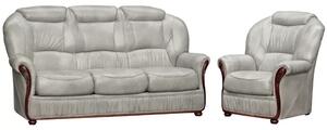 Oklahoma Handmade 3 Seater + Armchair Sofa Settee Suite Italian Light Grey Real Leather
