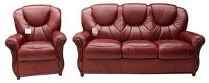 Lucca Handmade 3+1 Sofa Suite Genuine Italian Burgandy Real Leather
