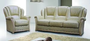 Pisa Handmade 3 Seater + Armchair Sofa Settee Italian Nut Real Leather