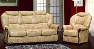 Ravenna Handmade 3 Seater + Armchair Sofa Suite Italian Nut Real Leather