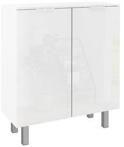 HOMCOM Narrow Shoe Storage Cabinet with Soft-Close Hinges and Adjustable Shelves for 15-20 Pairs of Shoes, High Gloss Aosom UK