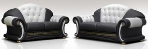 Versace Handmade 3 Seater + 2 Seater Sofa Suite Genuine Italian Black White Leather