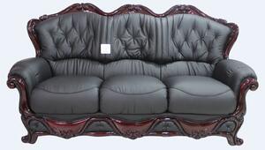Dante Original 3 Seater Sofa Settee Italian Black Real Leather
