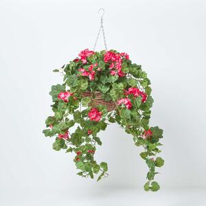 Large Lifelike Pink Geranium Artificial Hanging Basket Trailing Plant