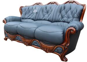 Dante Original 3 Seater Sofa Settee Italian Blue Real Leather
