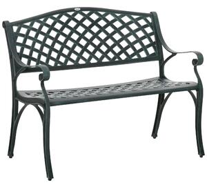 Outsunny Cast Aluminium Outdoor Garden Bench 2 Seater Antique Patio Porch Park Loveseat Chair, Verdigris