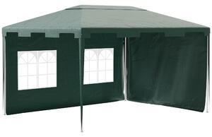 Outsunny 3 x 4 m Garden Gazebo Marquee Party Tent with 2 Sidewalls for Patio Yard Outdoor - Green