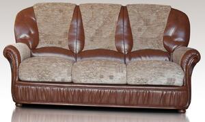 Emma 3 Seater Sofa Genuine Italian Tabak Brown Real Leather And Fabric