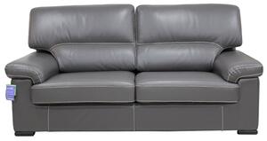 Patrick Handmade Contemporary 3 Seater Sofa Italian Grey Real Leather