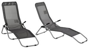 Outsunny Set of 2 Outdoor Patio Chaise Recliner Portable Lounge Chairs Garden Loungers Adjustable Backrest