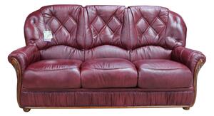 Rome Handmade 3 Seater Sofa Settee Genuine Italian Burgundy Real Leather