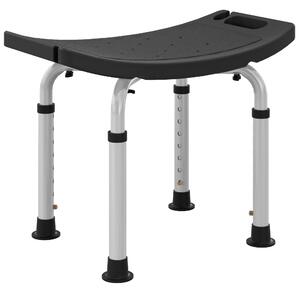 HOMCOM Height Adjustable Bath Stool, Aluminium Shower Chair with Non-Slip Pads, 4 Suction Foot, Black Aosom UK